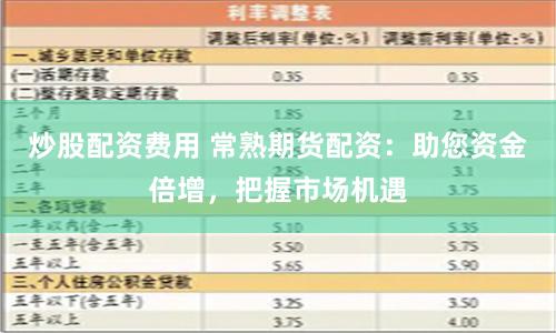 炒股配资费用 常熟期货配资:助您资金倍增,把握市场机遇